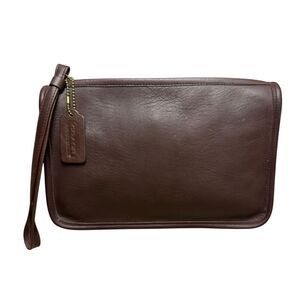 Vintage Coach Men’s Mahogany Zip Top Leather Clutch 9972 NEW